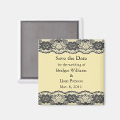 デリケートレースのようで日付磁石を保存(黄色) マグネット (正面/裏面)