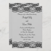 デリケートレースのようとリハーサルディナー（グレー） 招待状 (正面/裏面)