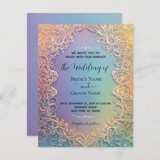 デリケートレース結婚式招待状 (正面/裏面)