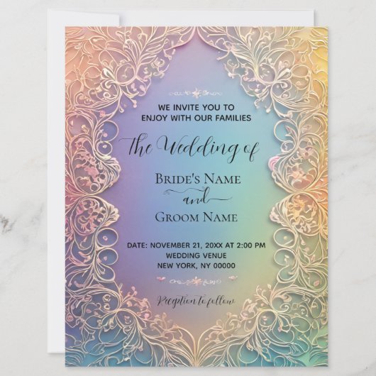 デリケートレース結婚式招待状 (正面)