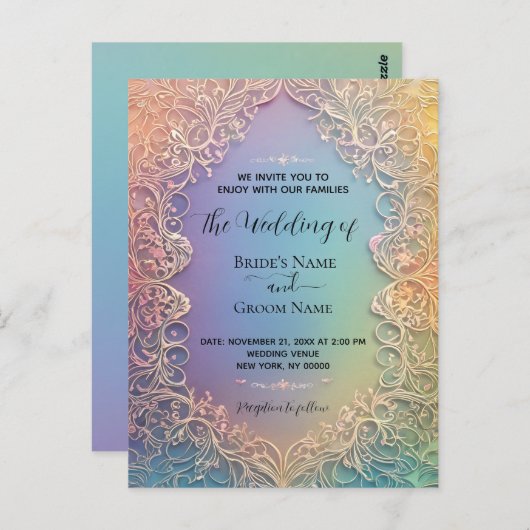 デリケートレース結婚式招待状 ポストカード (正面/裏面)