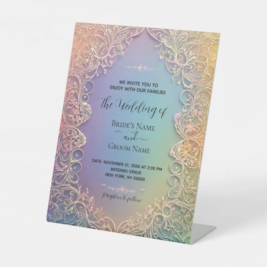 デリケートレース結婚式招待状 台座サイン (正面)