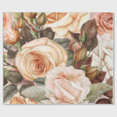 デリケートヴィンテージピーチアンドピンクローズ ラッピングペーパー (フラット)