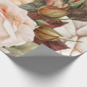 デリケートヴィンテージピーチアンドピンクローズ ラッピングペーパー (角)