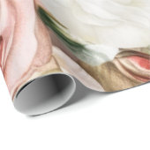 デリケートヴィンテージ赤面ピンク&ホワイトローズ ラッピングペーパー (ロールコーナー)