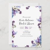 デリケート春の花パープルブライダルシャワー 招待状 (正面)