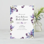 デリケート春の花パープルブライダルシャワー 招待状 (スタンド正面)