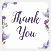 デリケート春の花パープル結婚フローラ スクエアシール (正面)