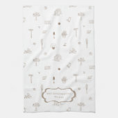 デリケート春ガーデンモノグラムティータオル キッチンタオル (縦)