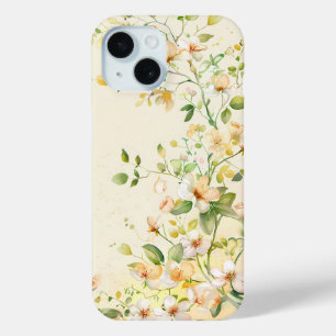 デリケート春花水彩電話ケース iPhone 15ケース