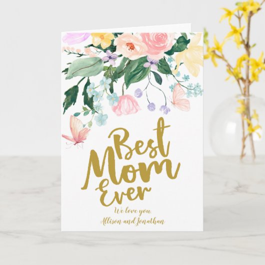 デリケート最高のフローラマムエバーホリデーカード カード (黄色い花)