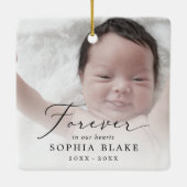 デリケート永遠に私たちのハートベビー写真記念 セラミックオーナメント (裏面)