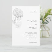 デリケート牡丹インク白黒エレガントな結婚式 招待状 (スタンド正面)