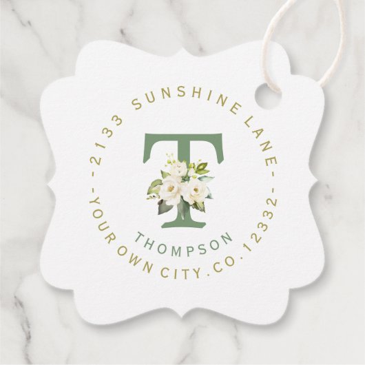 デリケート白フローラ円形住所 シール フェイバータグ (裏面)