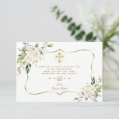 デリケート白フローラ金ゴールドクロスガール確認 サンキューカード (スタンド正面)