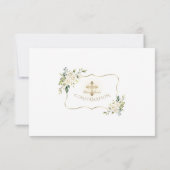 デリケート白フローラ金ゴールドクロスガール確認 サンキューカード (裏面)