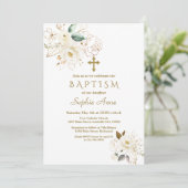 デリケート白金ゴールドフローラクロスガールバプテスマ 招待状 (スタンド正面)