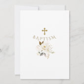 デリケート白金ゴールドフローラクロスガールバプテスマ 招待状 (裏面)