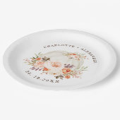 デリケート秋オータムフローラホワイト結婚カボチャズ ペーパープレート (アングル)