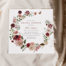 デリケート秋フローラリースブライダルシャワー 招待状