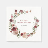 デリケート秋ブルゴーニュフローラリースブライダルシャワー スタンダードカクテルナプキン (正面)