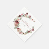 デリケート秋ブルゴーニュフローラリースブライダルシャワー スタンダードカクテルナプキン (角)