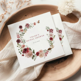 デリケート秋ブルゴーニュフローラリースブライダルシャワー スタンダードカクテルナプキン