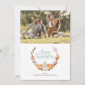 デリケート秋リースハッピーサンクスギビング シーズンカード (正面)