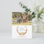 デリケート秋リースハッピーサンクスギビング シーズンポストカード (スタンド正面)