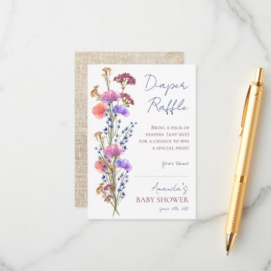 デリケート素朴なアクリルフローラおむつラッフル エンクロージャーカード (正面/裏面インサイチュ)