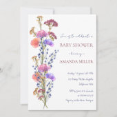 デリケート素朴なアクリルフローラブーケ赤ちゃんシャワー 招待状 (正面)
