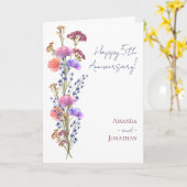 デリケート素朴なアクリルフローラ+ジュート記念日 カード (黄色い花)