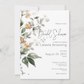 デリケート素朴タン秋ワイルドフラワーブライダルシャワー 招待状 (正面)