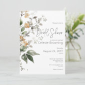 デリケート素朴タン秋ワイルドフラワーブライダルシャワー 招待状 (スタンド正面)