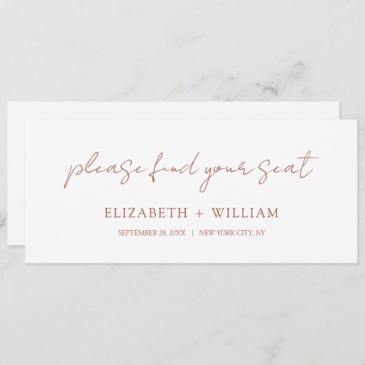デリケート結婚な台座席見出しカード 招待状 (正面/裏面)