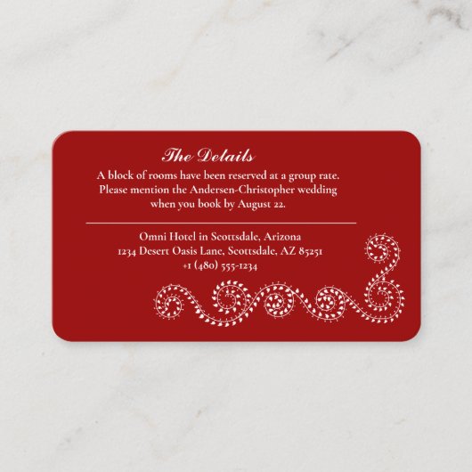 デリケート結婚な花色の深紅レッド エンクロージャーカード (正面)