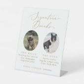 デリケート結婚な金ゴールドの犬の写真のシグネチャードリンク 台座サイン (正面)