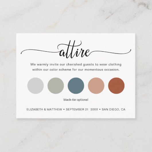 デリケート結婚のカラードレスコードの挿入 エンクロージャーカード (正面)