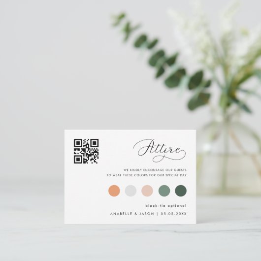 デリケート結婚ドレスコードゲスト服装QRコード エンクロージャーカード (スタンド正面)