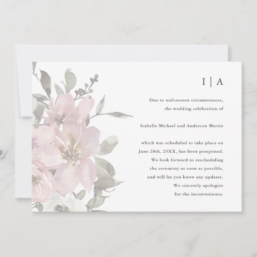 デリケート結婚フローラ延期 案内状 (正面)