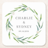 デリケート結婚リースブライダルシャワー スクエアペーパーコースター (正面)