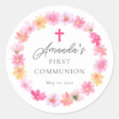 デリケート花びら第一聖餐式 ラウンドシール (正面)