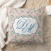 デリケート花模様モーヴチョーク クッション (ブランケット)