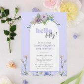 デリケート花模様ラベンダーバースデーパーティー任意の年齢 招待状