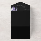 デリケート薄紫ラベンダーフローラQrコード結婚ズ オールインワン招待状 (外側)