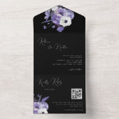 デリケート薄紫ラベンダーフローラQrコード結婚ズ オールインワン招待状 (内側)