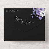 デリケート薄紫ラベンダーフローラQrコード結婚ズ オールインワン招待状 (裏面)