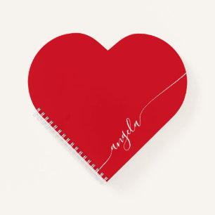 デリケート赤と白エレガントなシグネチャースクリプト ノートブック