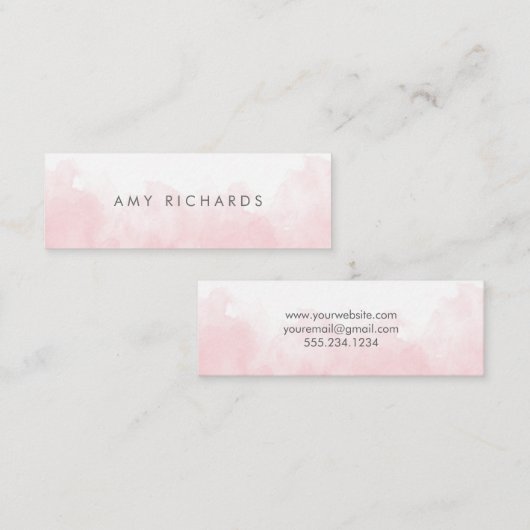 デリケート赤面ピンクウォーターエレガントカラーパステル スキニー名刺 (正面/裏面)