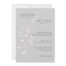 デリケート赤面ピンクダスティバラ&グレーつる植物結婚ズ